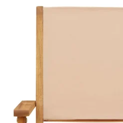 Puutarhan ruokailuryhmä 5-osainen beige kangas ja täysi puu (81703)