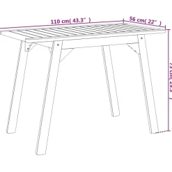 Puutarhan ruokapöytä 110x56x75 cm täysi akasiapuu (66372)