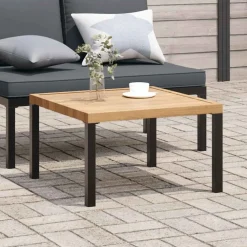 Puutarhan sohvapöytä musta 65x65x40 cm alumiini (08573)
