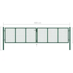 Puutarhan verkkoportti teräs 400x100cm vihreä