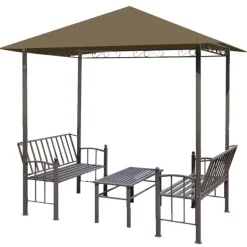 Puutarhapaviljonki pöydällä ja penkeillä 2,5x1,5x2,4m 180 g/m²