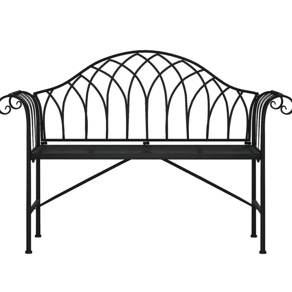 Puutarhapenkki 2-istuttava 128 cm musta teräs (18828)
