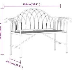 Puutarhapenkki 2-istuttava 128 cm musta teräs (18828)
