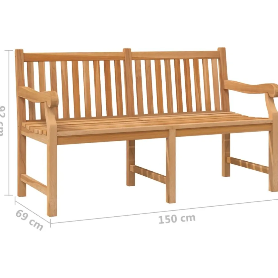 Puutarhapenkki 150 cm, tiikki, ruskea