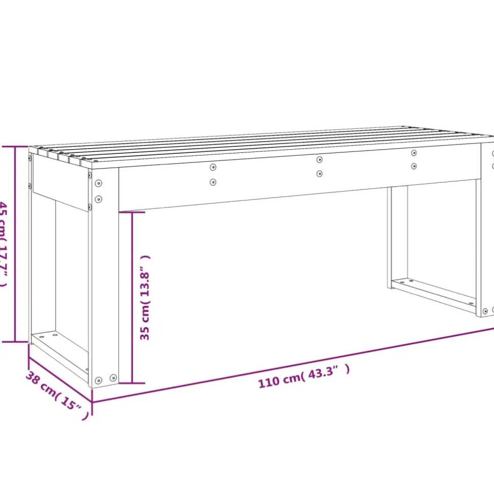 Puutarhapenkki harmaa 110x38x45 cm, mänty