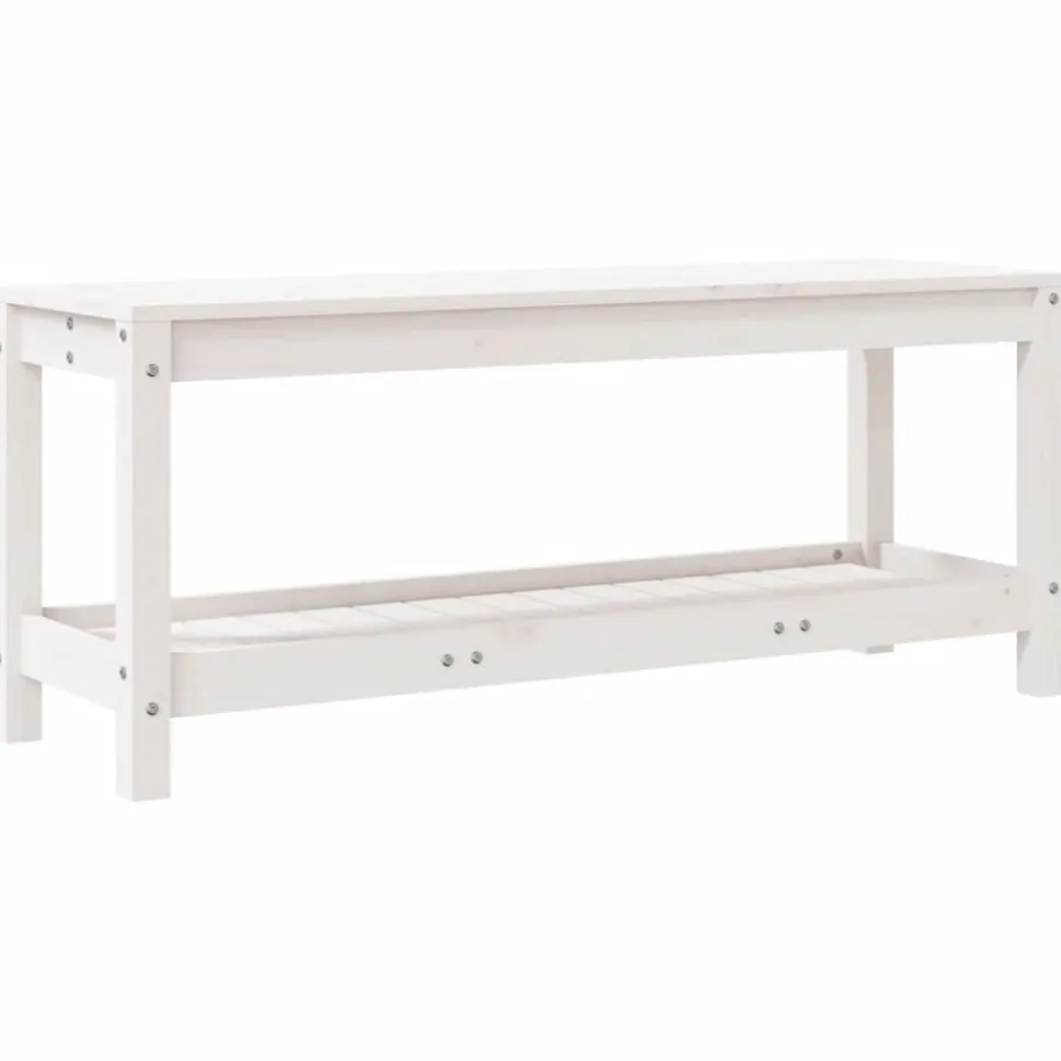 Puutarhapenkki valkoinen 108x35x45 cm, mänty