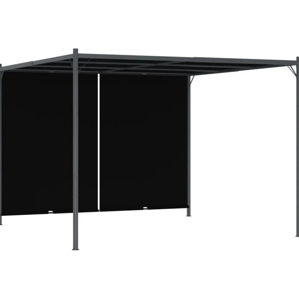 Puutarhapergola rullattavalla katolla 3x3 m antrasiitti (49324)