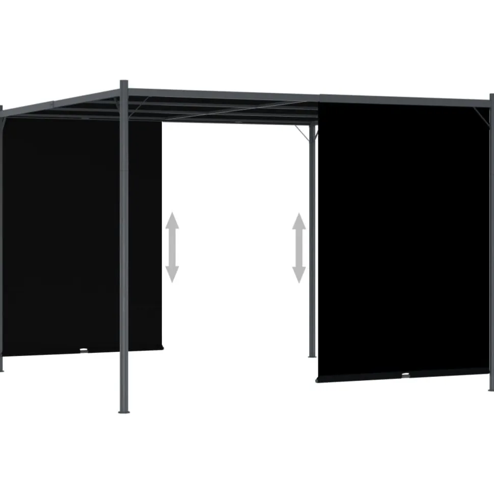Puutarhapergola rullattavalla katolla 3x3 m antrasiitti (49324)