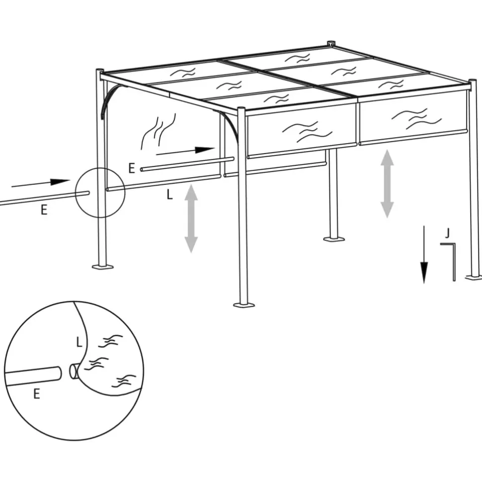 Puutarhapergola rullattavalla katolla 3x3 m antrasiitti (49324)