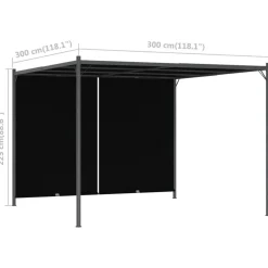 Puutarhapergola rullattavalla katolla 3x3 m antrasiitti (49324)