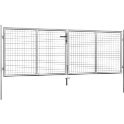 Puutarhaportti galvanoitu teräs 306x125cm hopea