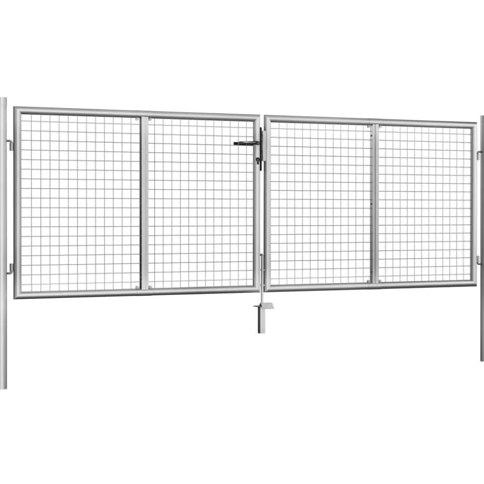 Puutarhaportti galvanoitu teräs 306x125cm hopea