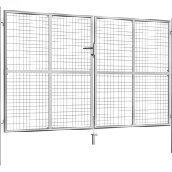 Puutarhaportti galvanoitu teräs 306x200cm hopea