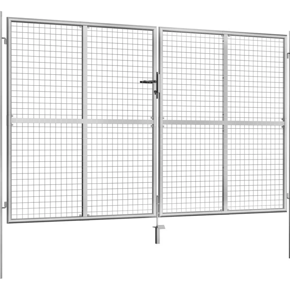 Puutarhaportti galvanoitu teräs 306x200cm hopea