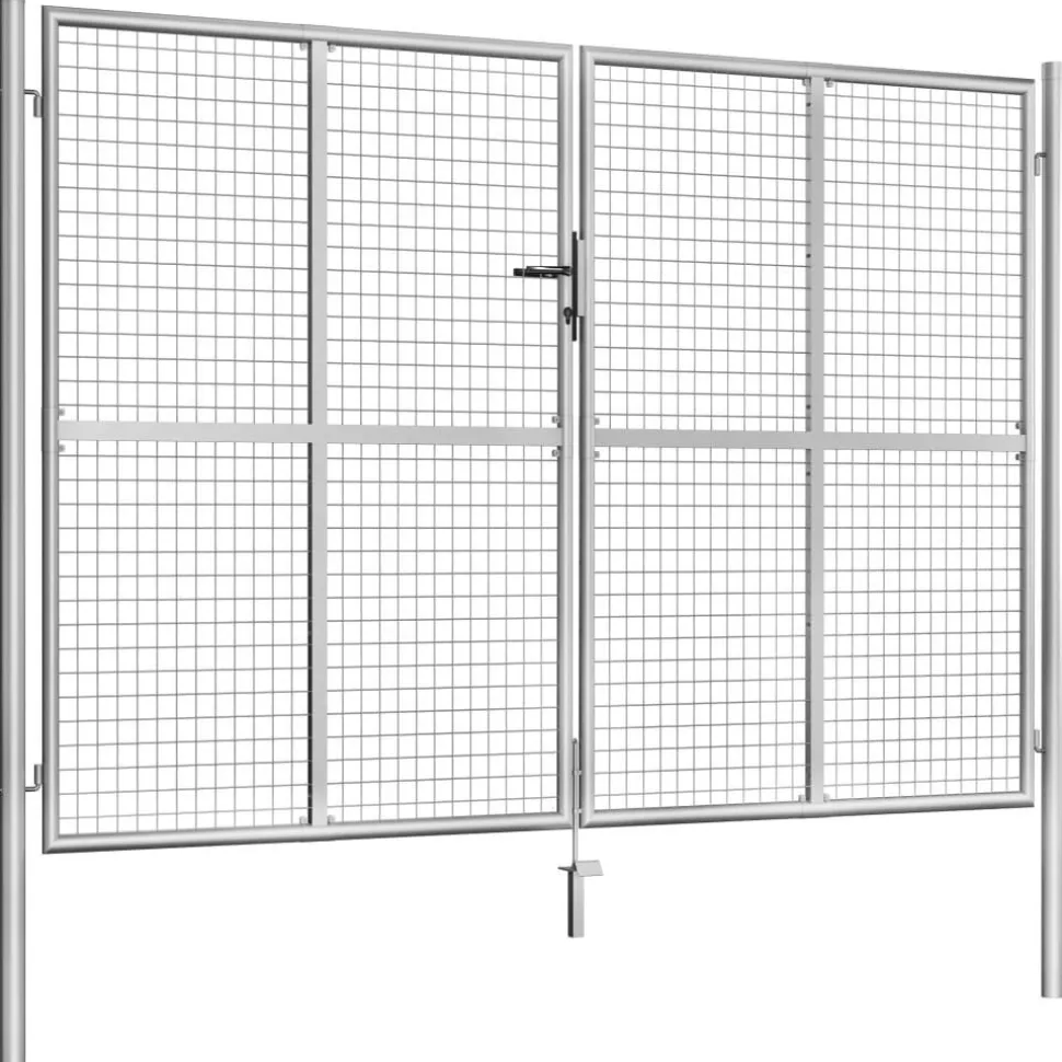 Puutarhaportti galvanoitu teräs 306x225cm hopea