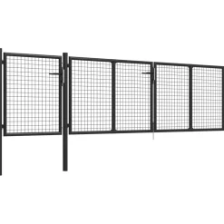 Puutarhaportti käyntiovella teräs 400x75cm antrasiitti