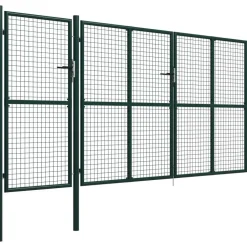 Puutarhaportti käyntiovella teräs 400x200cm vihreä