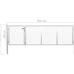 Puutarhaportti teräs 350x100cm hopea
