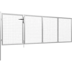 Puutarhaportti teräs 350x100cm hopea