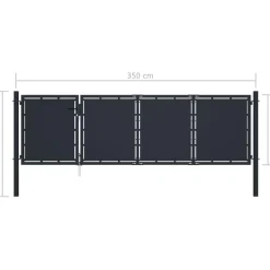 Puutarhaportti teräs 350x75cm umpinainen antrasiitti