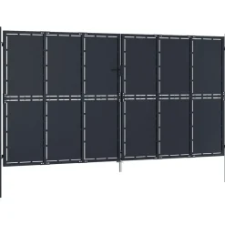 Puutarhaportti teräs 400x175cm umpinainen antrasiitti
