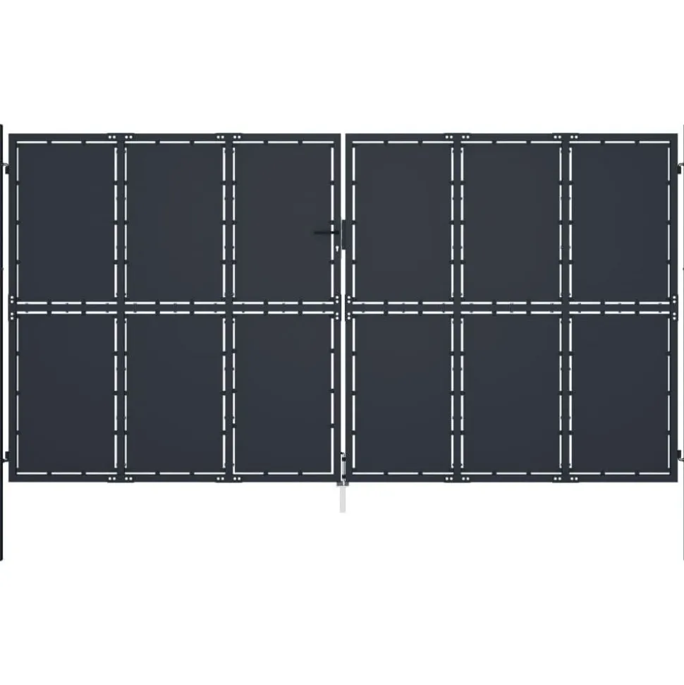 Puutarhaportti teräs 400x175cm umpinainen antrasiitti