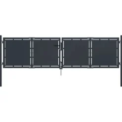 Puutarhaportti teräs 300x100cm umpinainen antrasiitti