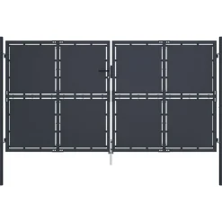 Puutarhaportti teräs 300x150cm umpinainen antrasiitti
