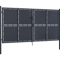 Puutarhaportti teräs 300x150cm umpinainen antrasiitti