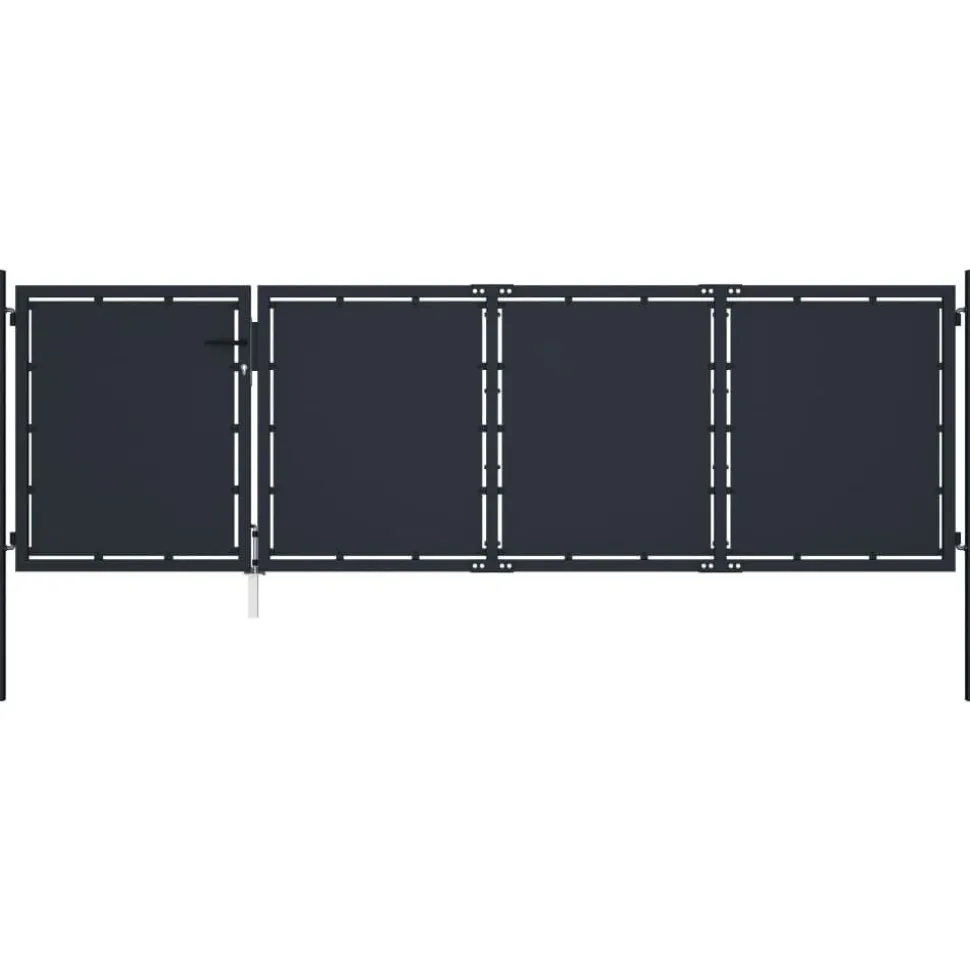 Puutarhaportti teräs 350x100cm umpinainen antrasiitti