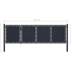 Puutarhaportti teräs 350x100cm umpinainen antrasiitti