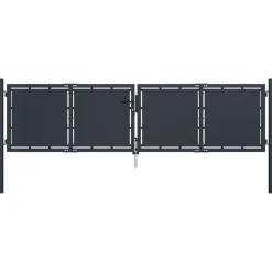 Puutarhaportti teräs 300x75cm umpinainen antrasiitti