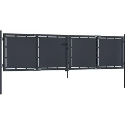 Puutarhaportti teräs 300x75cm umpinainen antrasiitti