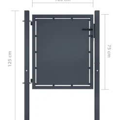 Puutarhaportti teräs 100x75cm umpinainen antrasiitti