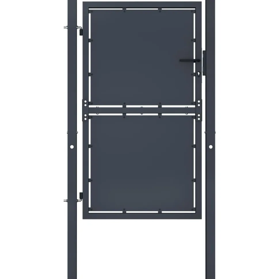 Puutarhaportti teräs 100x150cm umpinainen antrasiitti