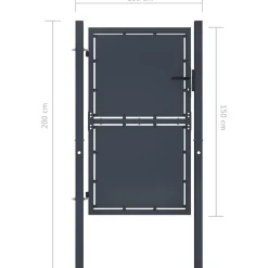 Puutarhaportti teräs 100x150cm umpinainen antrasiitti