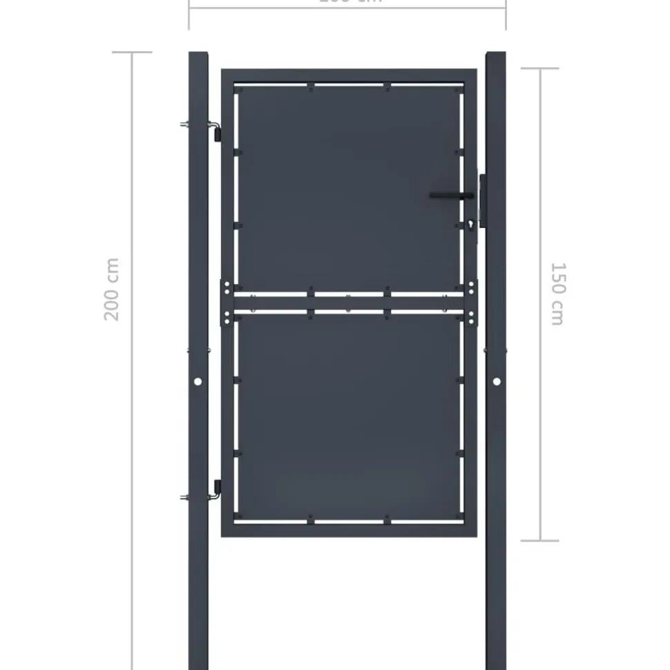 Puutarhaportti teräs 100x150cm umpinainen antrasiitti