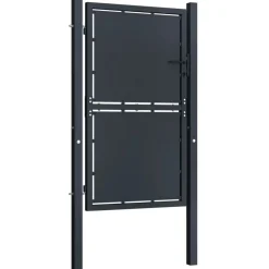 Puutarhaportti teräs 100x175cm umpinainen antrasiitti