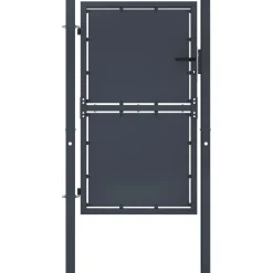 Puutarhaportti teräs 100x175cm umpinainen antrasiitti