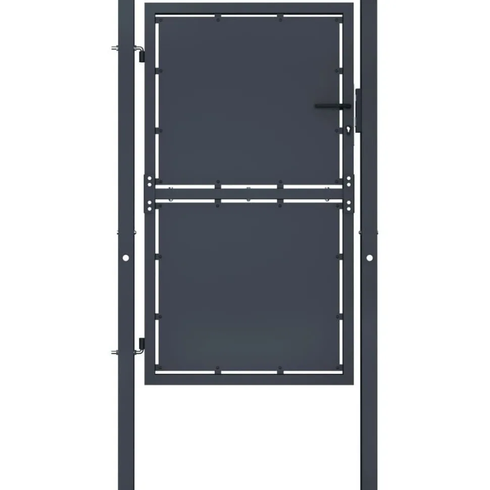 Puutarhaportti teräs 100x175cm umpinainen antrasiitti