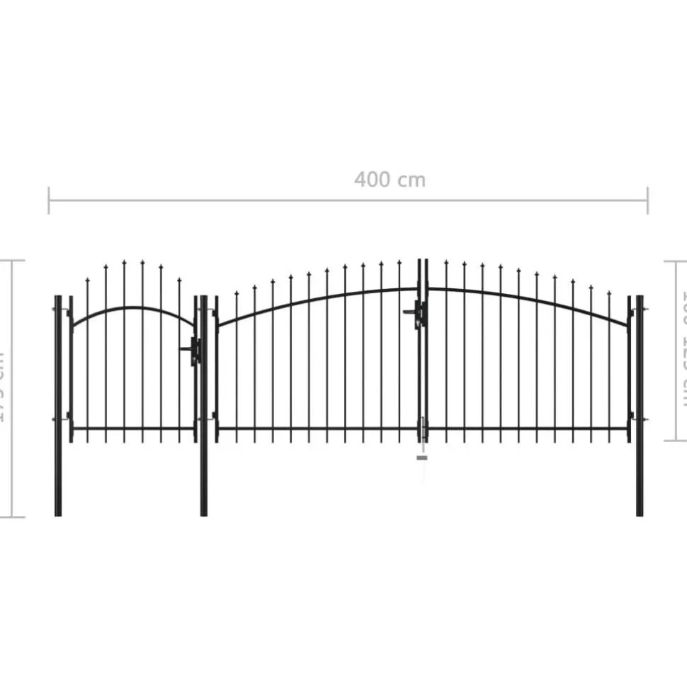 Puutarhaportti teräs 1.75x4m musta