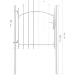Puutarhaportti teräs 1x1.75m valkoinen