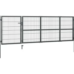 Puutarhaportti tolpilla teräs 350x100cm antrasiitti