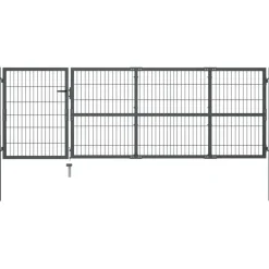 Puutarhaportti tolpilla teräs 350x100cm antrasiitti