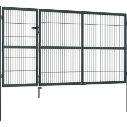 Puutarhaportti tolpilla teräs 350x140cm antrasiitti