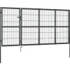 Puutarhaportti tolpilla teräs 350x120cm antrasiitti