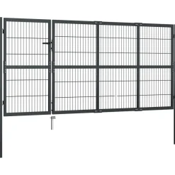 Puutarhaportti tolpilla teräs 350x120cm antrasiitti