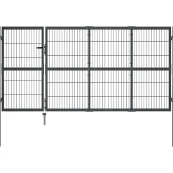 Puutarhaportti tolpilla teräs 350x120cm antrasiitti