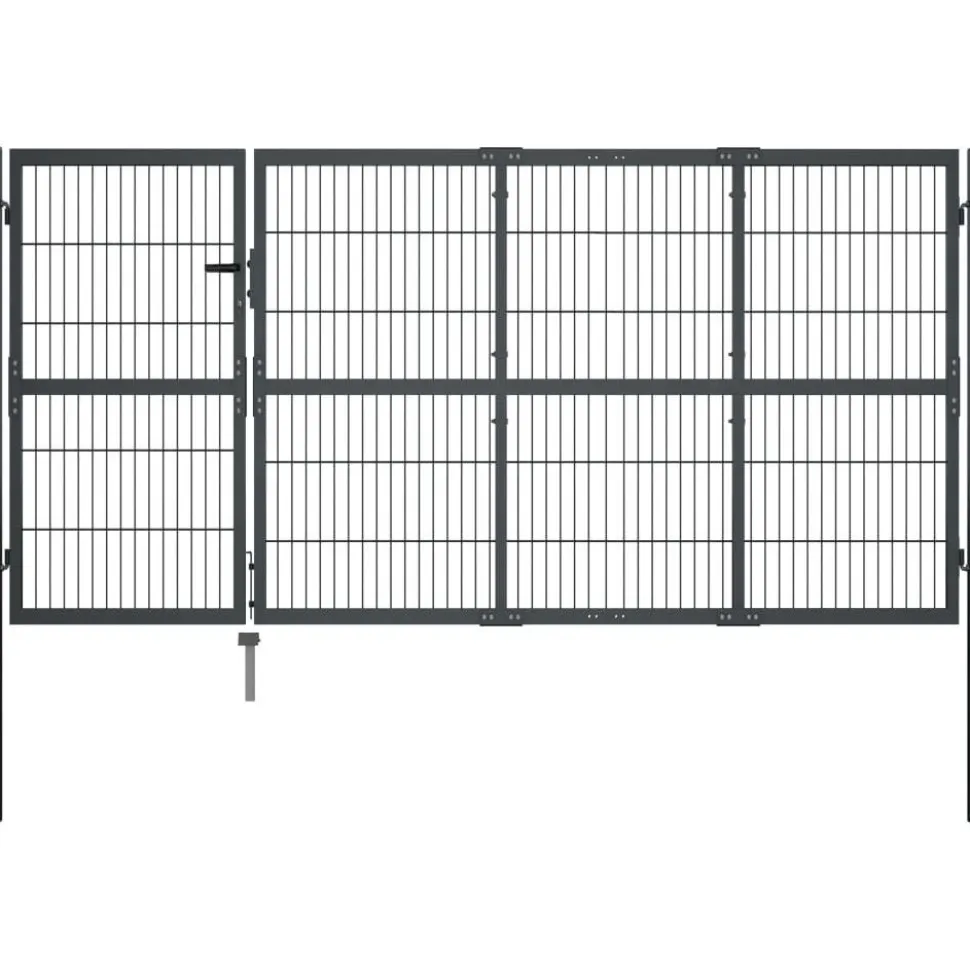Puutarhaportti tolpilla teräs 350x120cm antrasiitti