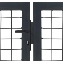 Puutarhaportti tolpilla teräs 350x120cm antrasiitti